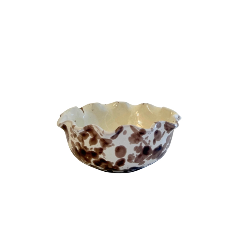 Splatter Scalloped Bowl - Brown