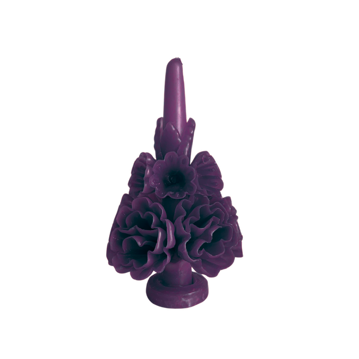 Carved Floral Candle - Purple
