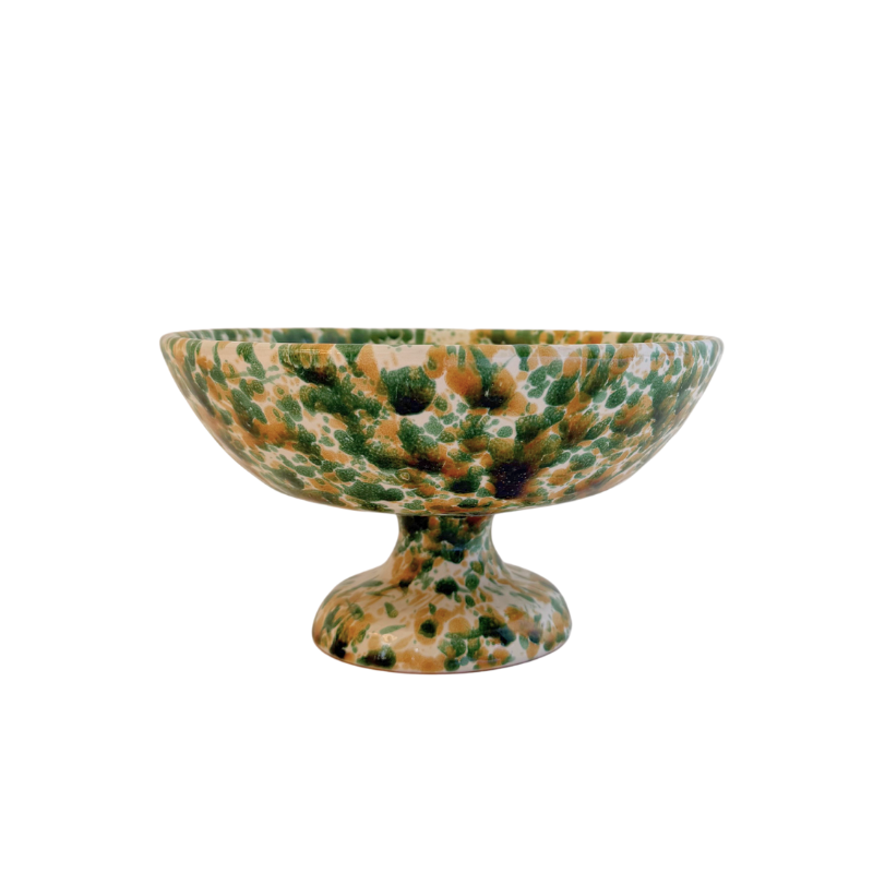 Splatter Pedestal Fruit Bowl - Yellow/Green