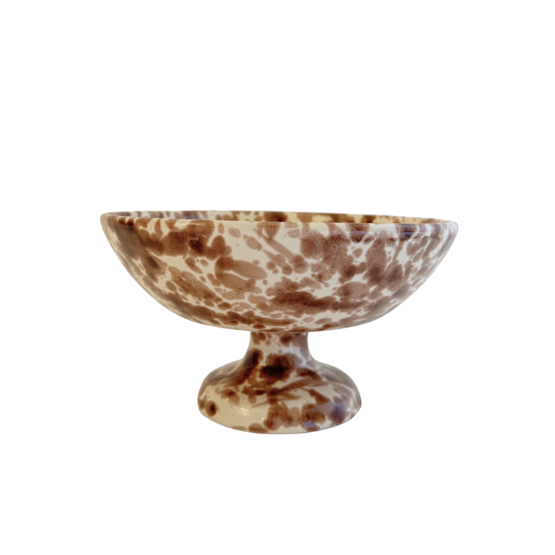 Splatter Pedestal Fruit Bowl - Brown