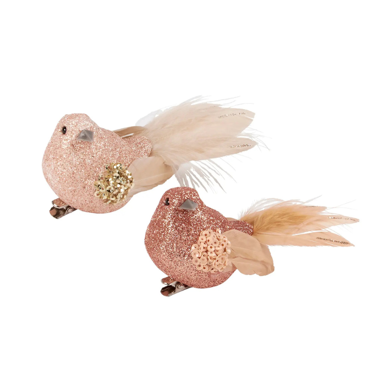 Blush Birds Ornament Set