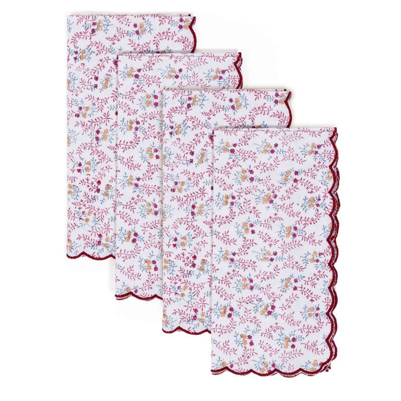 Little Flower Napkins - Maroon
