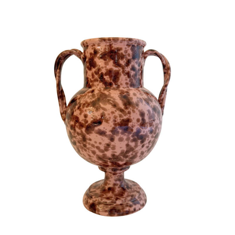 Splatter Handled Vase - Pink/Brown