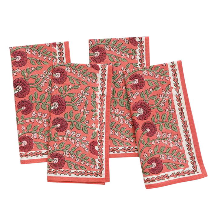 Cactus Flower Napkins - Cinnabar