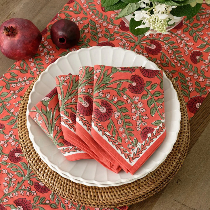 Cactus Flower Napkins - Cinnabar