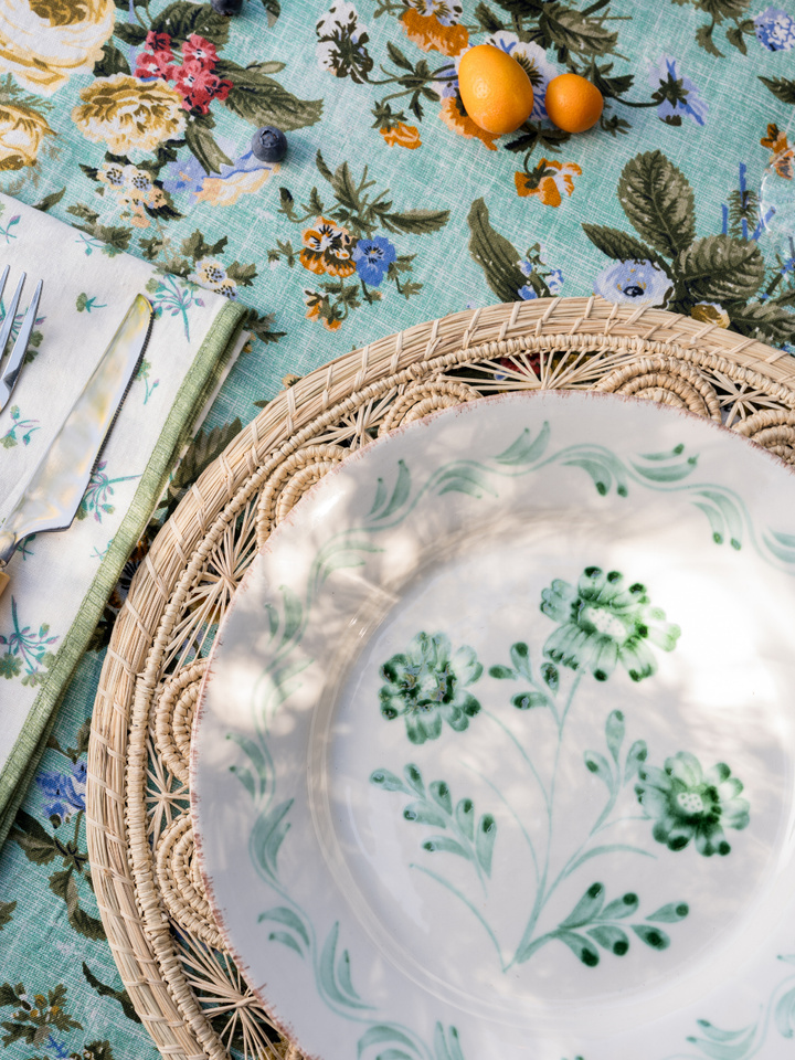 Floral Vine Dinner Plates - Green