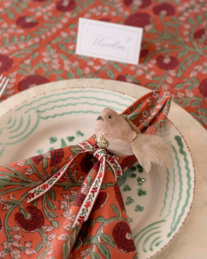 Cactus Flower Napkins - Cinnabar