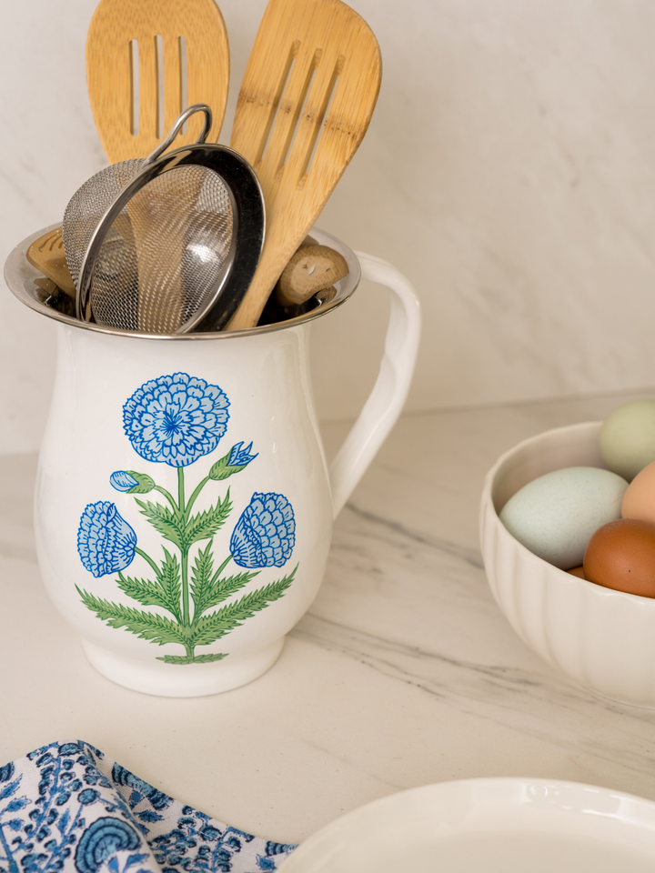 Blue Poppy Enamelware Pitcher