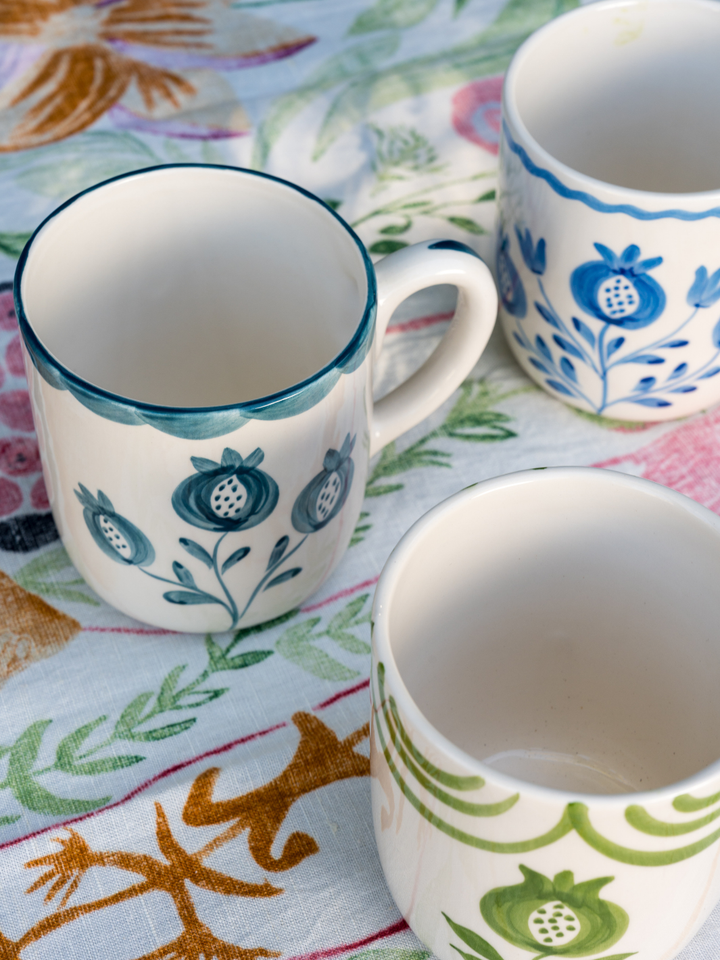 Pomegranate Mugs - Teal