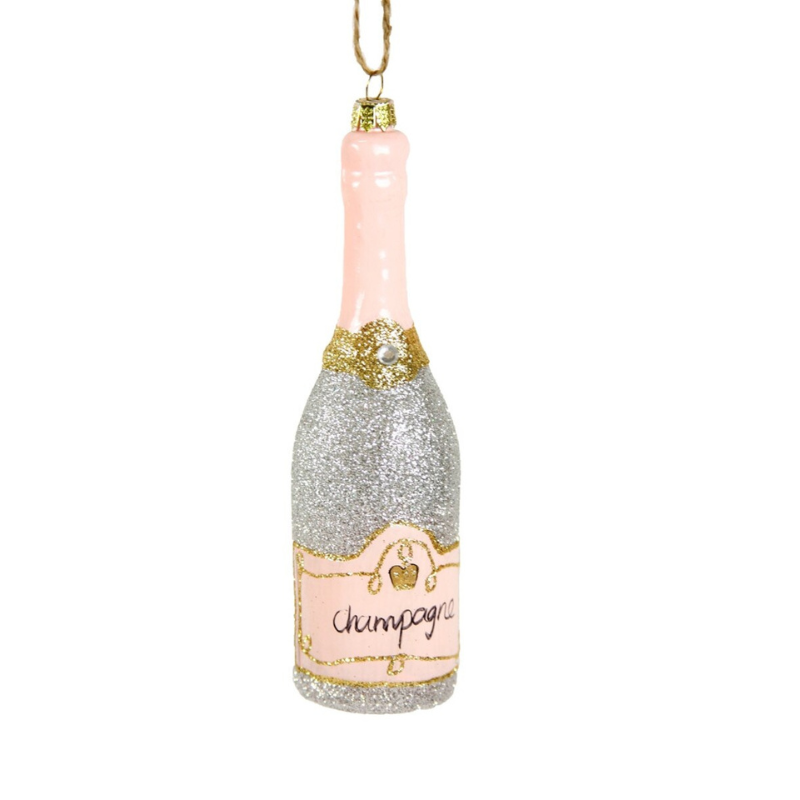 Glittered Champagne - Silver Ornament