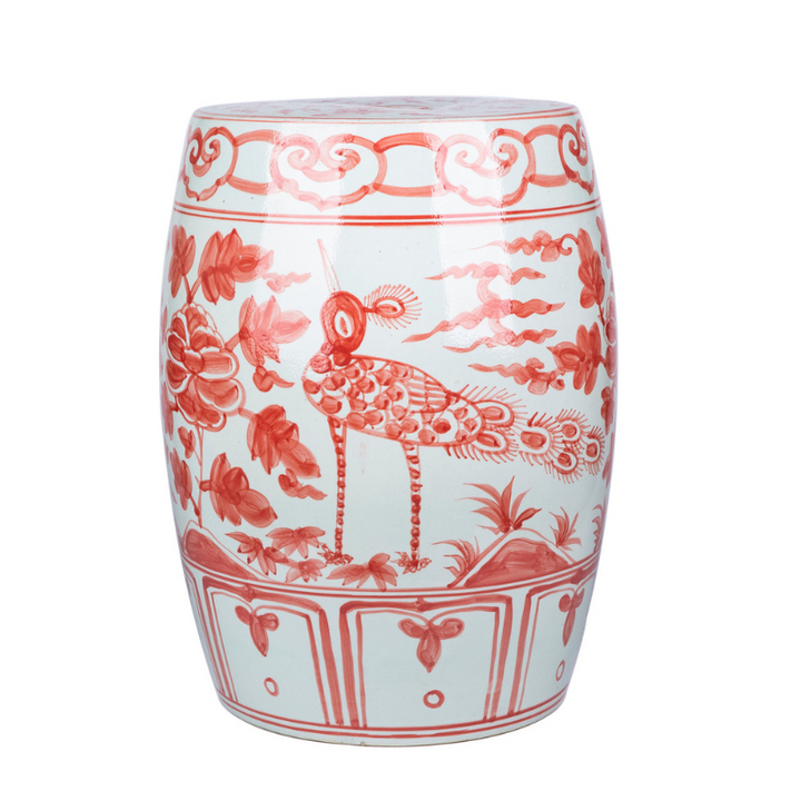 Coral Bird Garden Stool