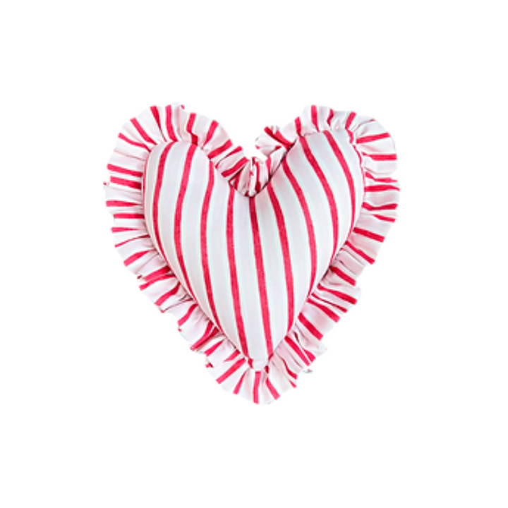 Small Heart Pillow Red/Pink Stripe