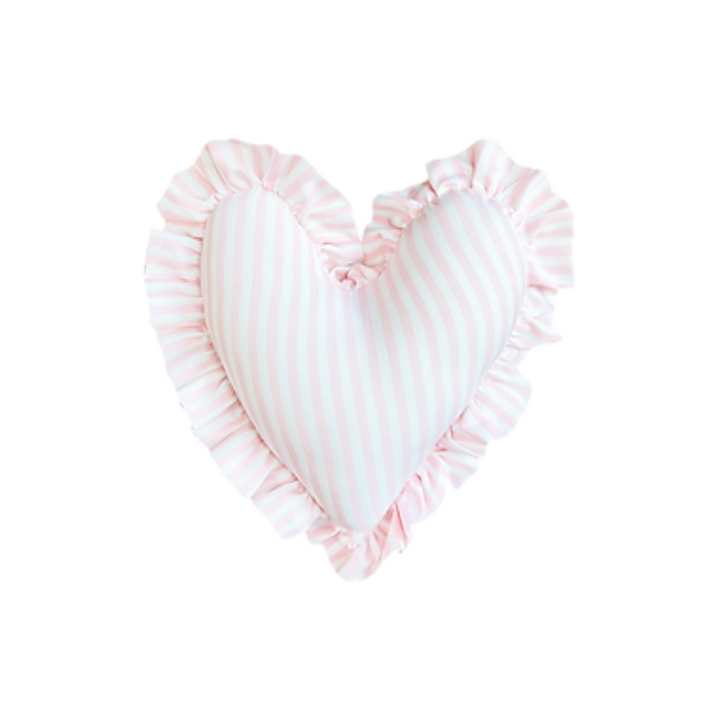 Small Heart Pillow Pink/White Stripe