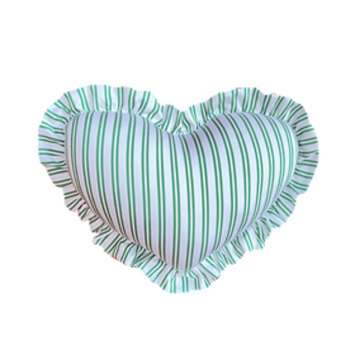 Medium Heart Pillow Green/White