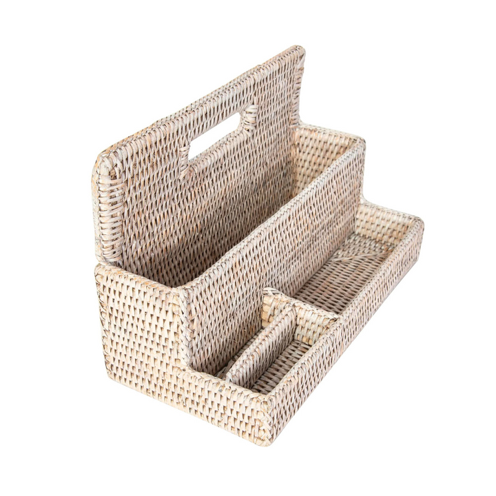 White Wash Rattan Organizer