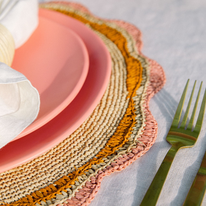 Scalloped Placemats - Pink/Orange