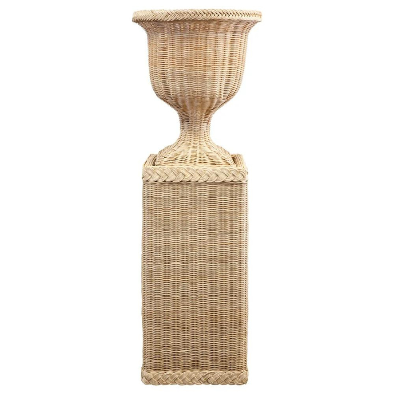 Braided Wicker Pedestal & Urn
