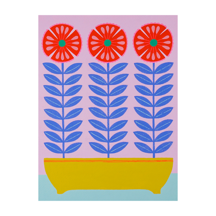 Still Life #28: Tall Blooms in Shallow Vase