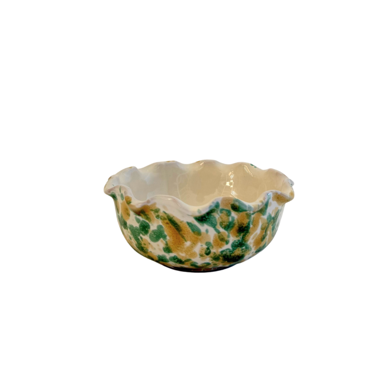 Splatter Scalloped Bowl - Yellow/Green
