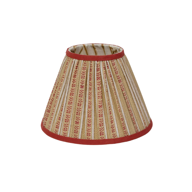Pleated Lampshade - Floral Stripe - Brick