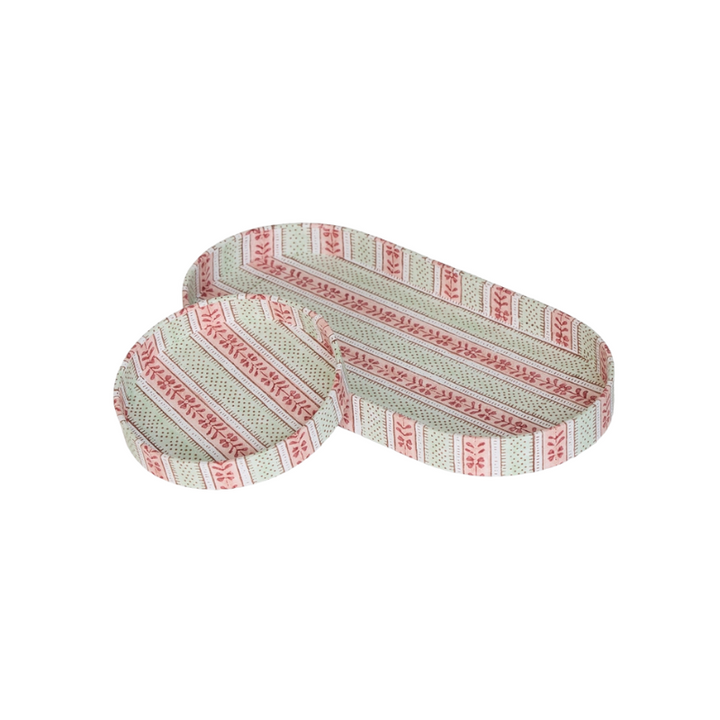 Floral Stripe Desk Tray Set - Pink/Mint