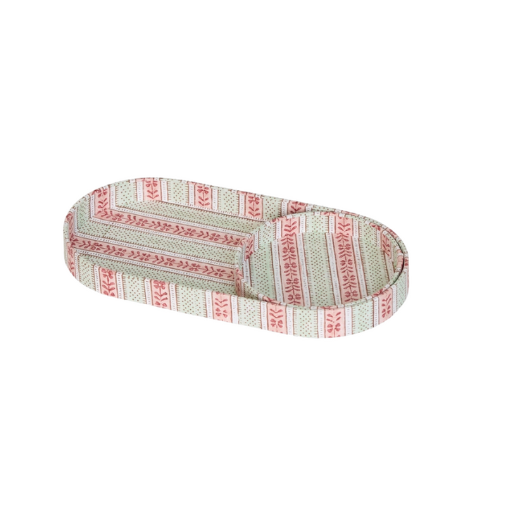 Floral Stripe Desk Tray Set - Pink/Mint