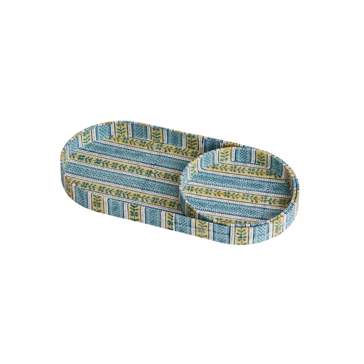 Floral Stripe Desk Tray Set - Blue/Oat