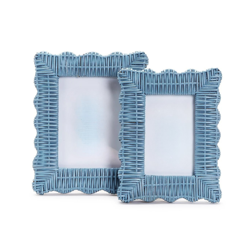 Wicker Scalloped Photo Frame - Blue