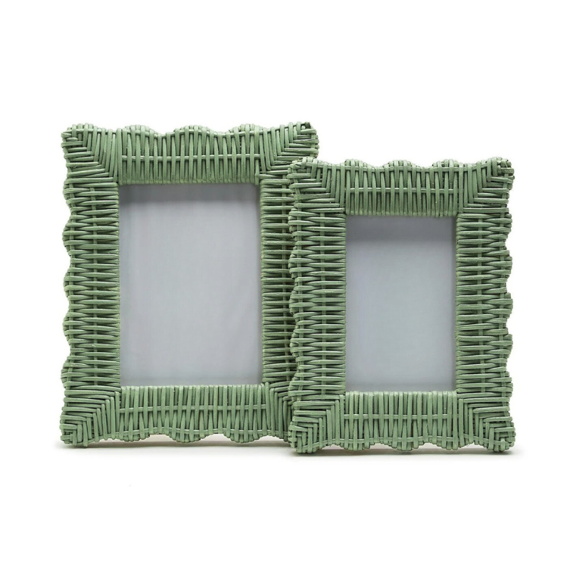 Wicker Scalloped Photo Frame - Green