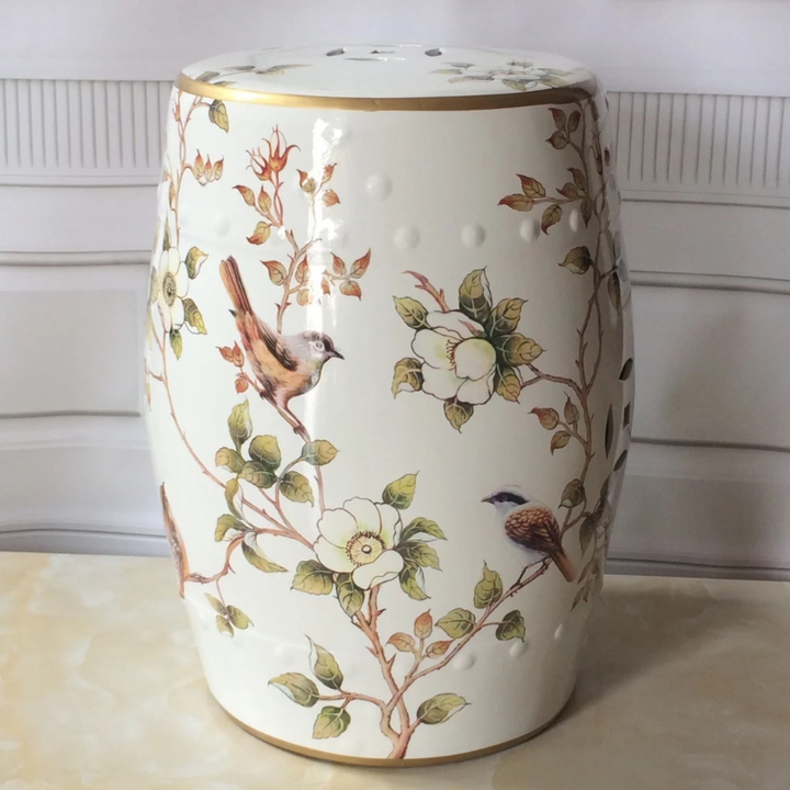 Flowers & Birds Garden Stool