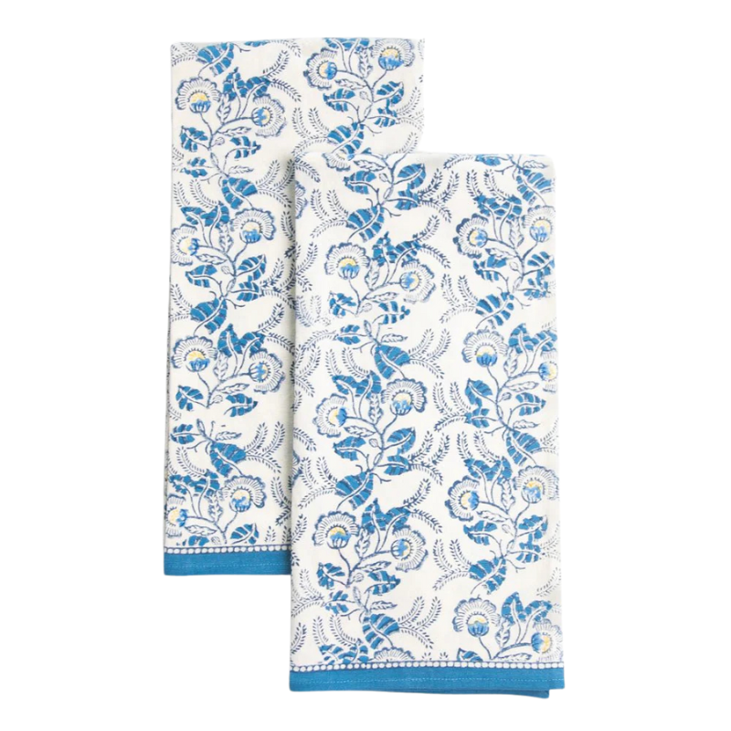 Gardenia Vine Tea Towels - Blue