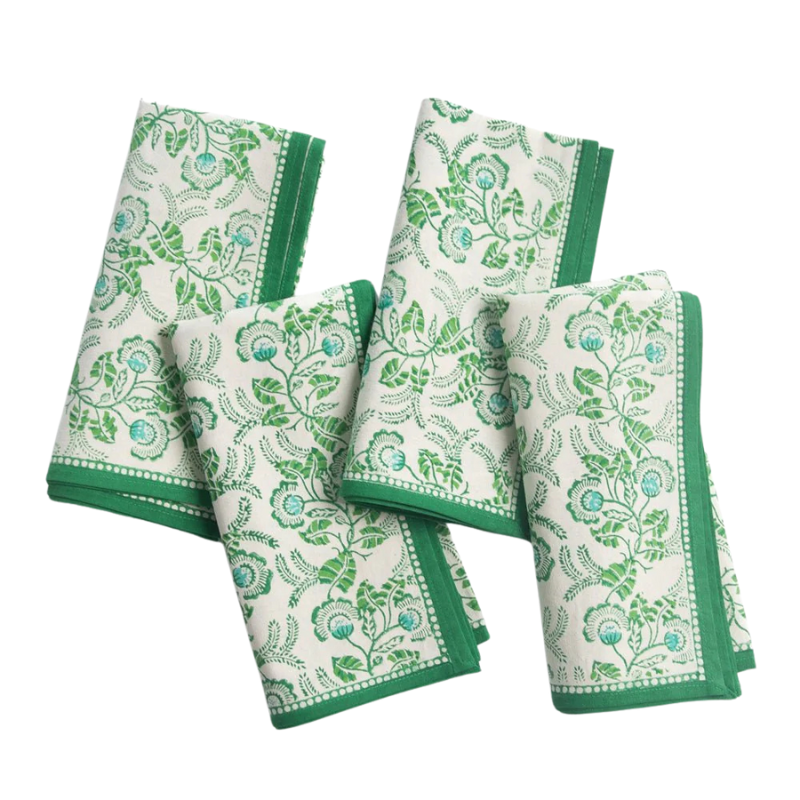 Gardenia Vine Napkins - Emerald