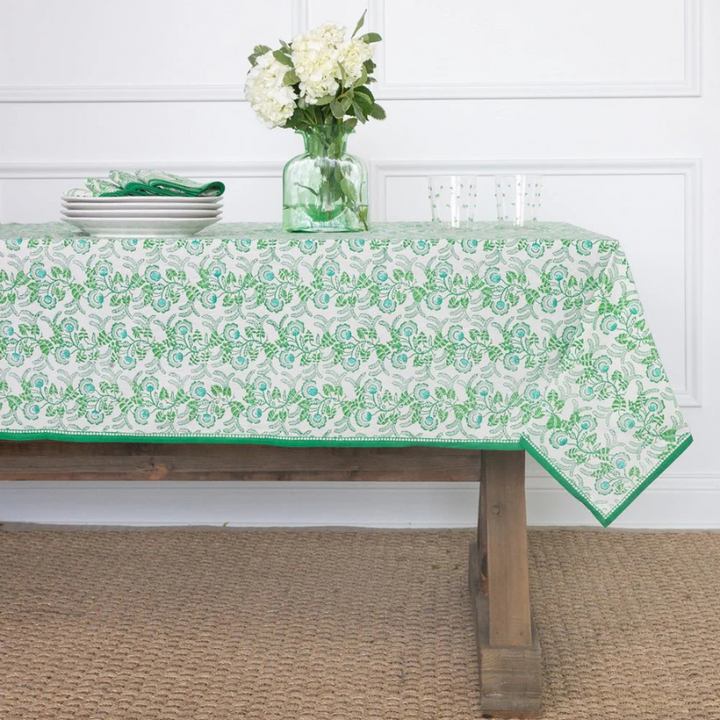 Gardenia Vine Tablecloth - Emerald