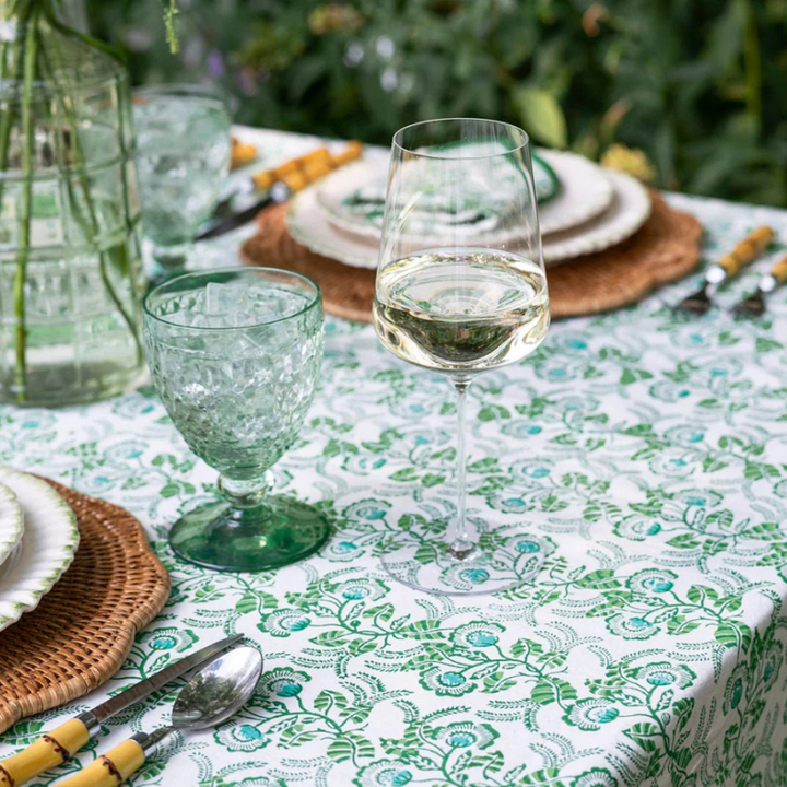 Gardenia Vine Tablecloth - Emerald