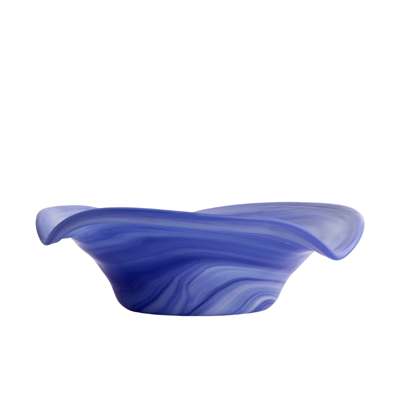 Ruffle Glass Bowl - Blue