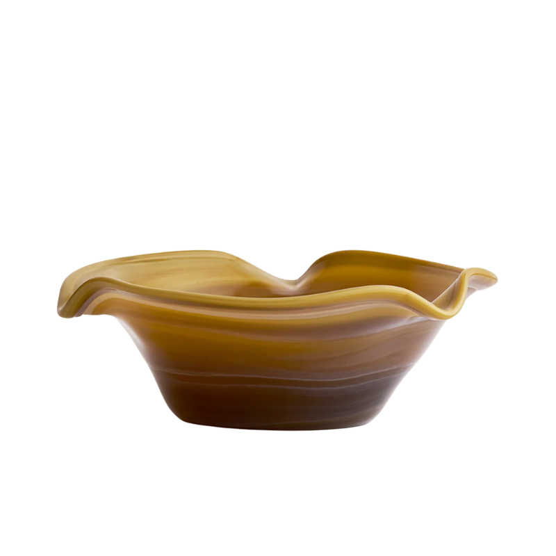 Ruffle Glass Bowl - Amber