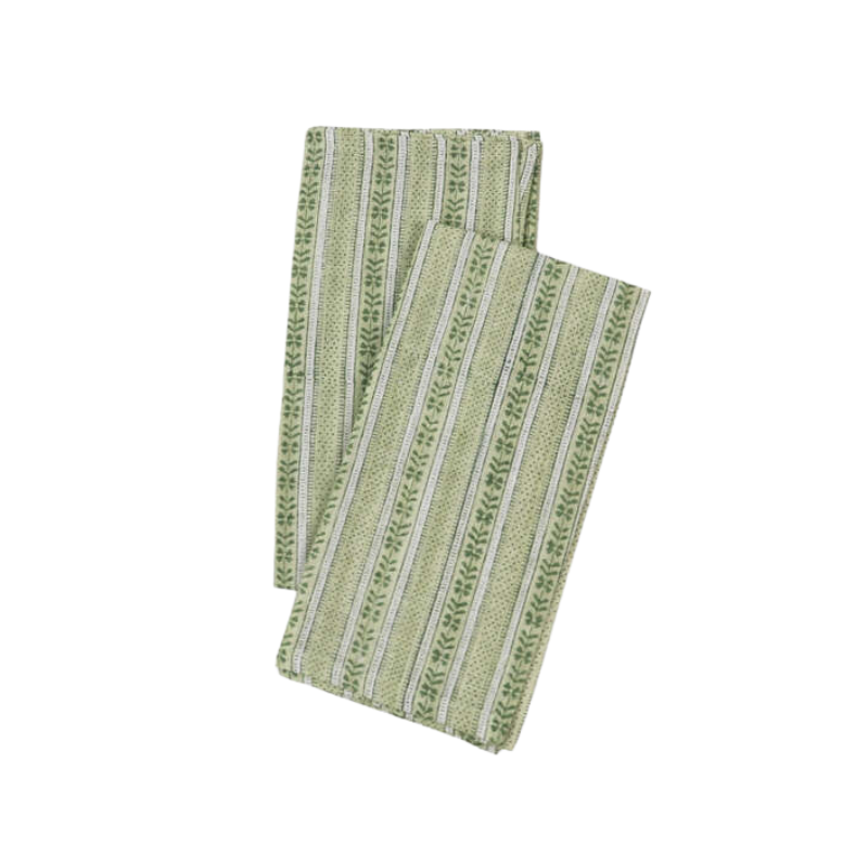 Floral Stripe Napkins - Green