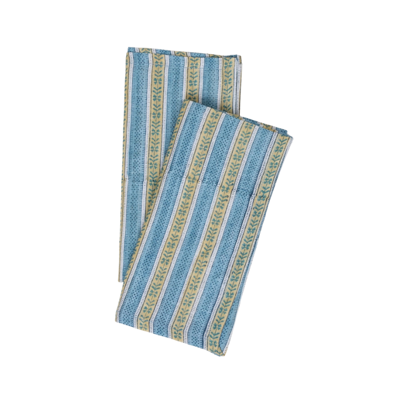 Floral Stripe Napkins - Blue/Oat