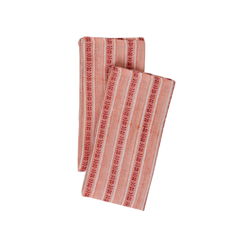 Floral Stripe Napkins - Red/Pink