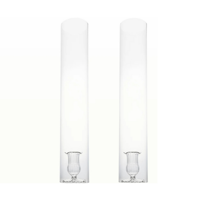 Glass Candle Holders w/ Clear Cylinder