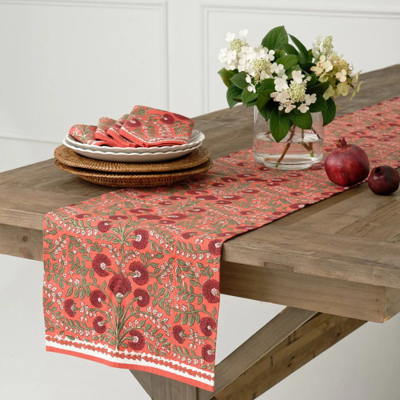 Cactus Flower Table Runner - Cinnabar