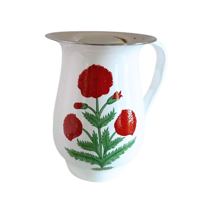 Red Poppy Enamelware Pitcher