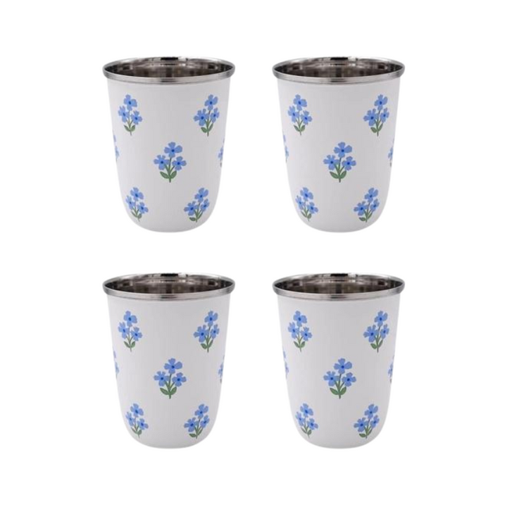 Blue Flowers Enamelware Tumblers