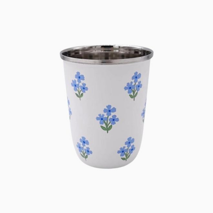 Blue Flowers Enamelware Tumblers
