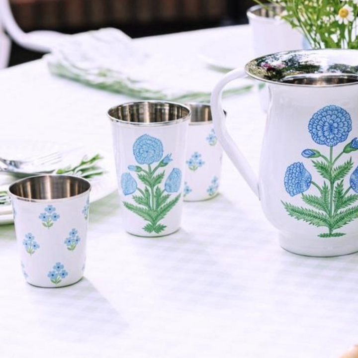 Blue Flowers Enamelware Tumblers