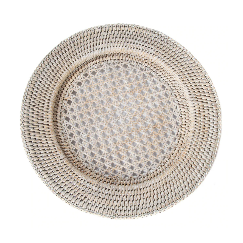 Rattan Woven Chargers - White Wash