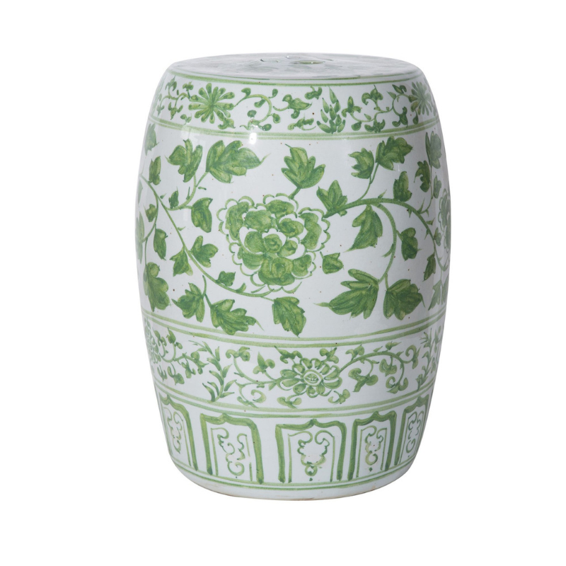 Green Peony Garden Stool