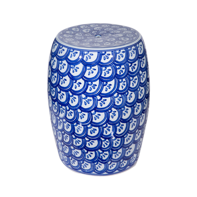 Blue Scallop Garden Stool