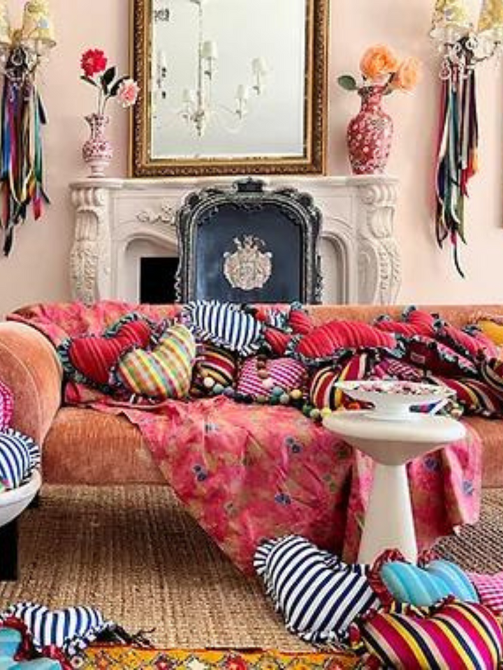 Medium Heart Pillow Multi Stripe