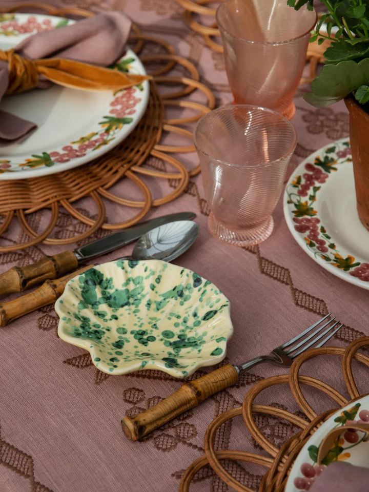 Splatter Coquillage Dish - Yellow/Green